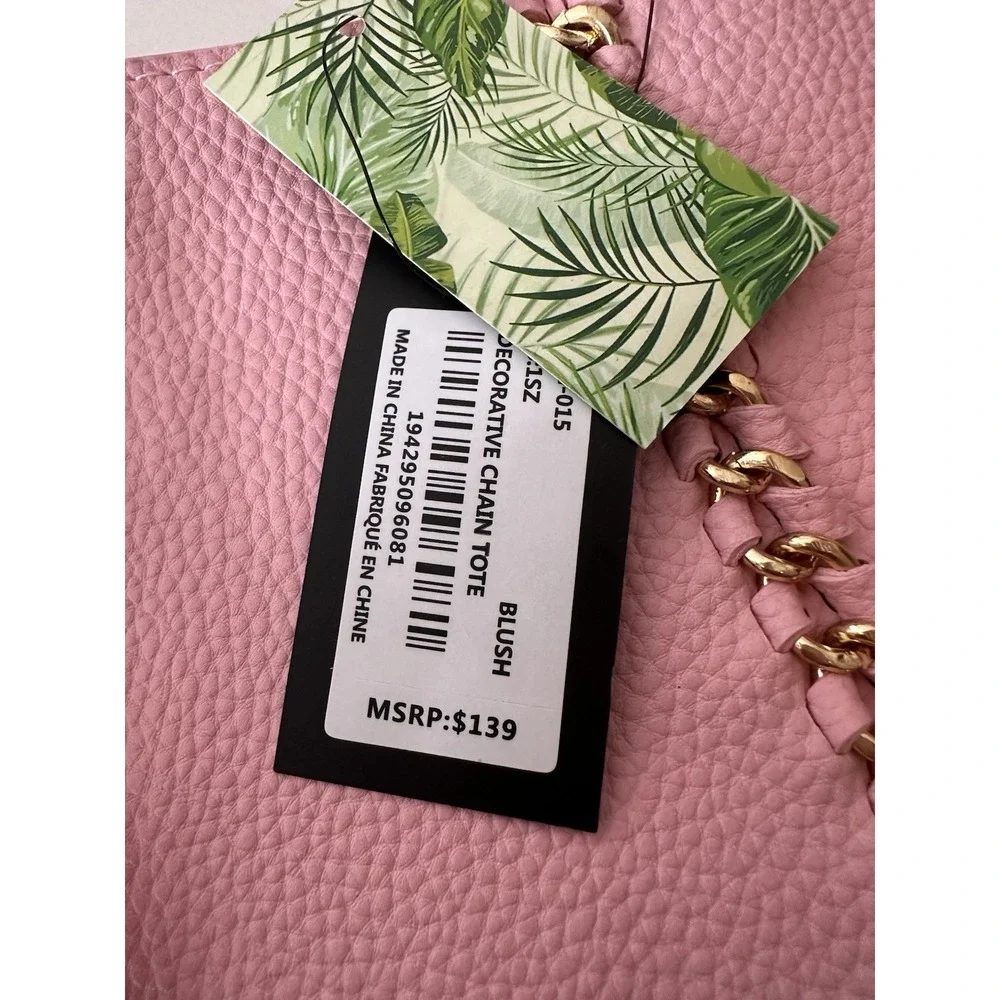 New Badgley Mischka Tote Bag Pink Large Vegan Leather Glam Designer coquette‎